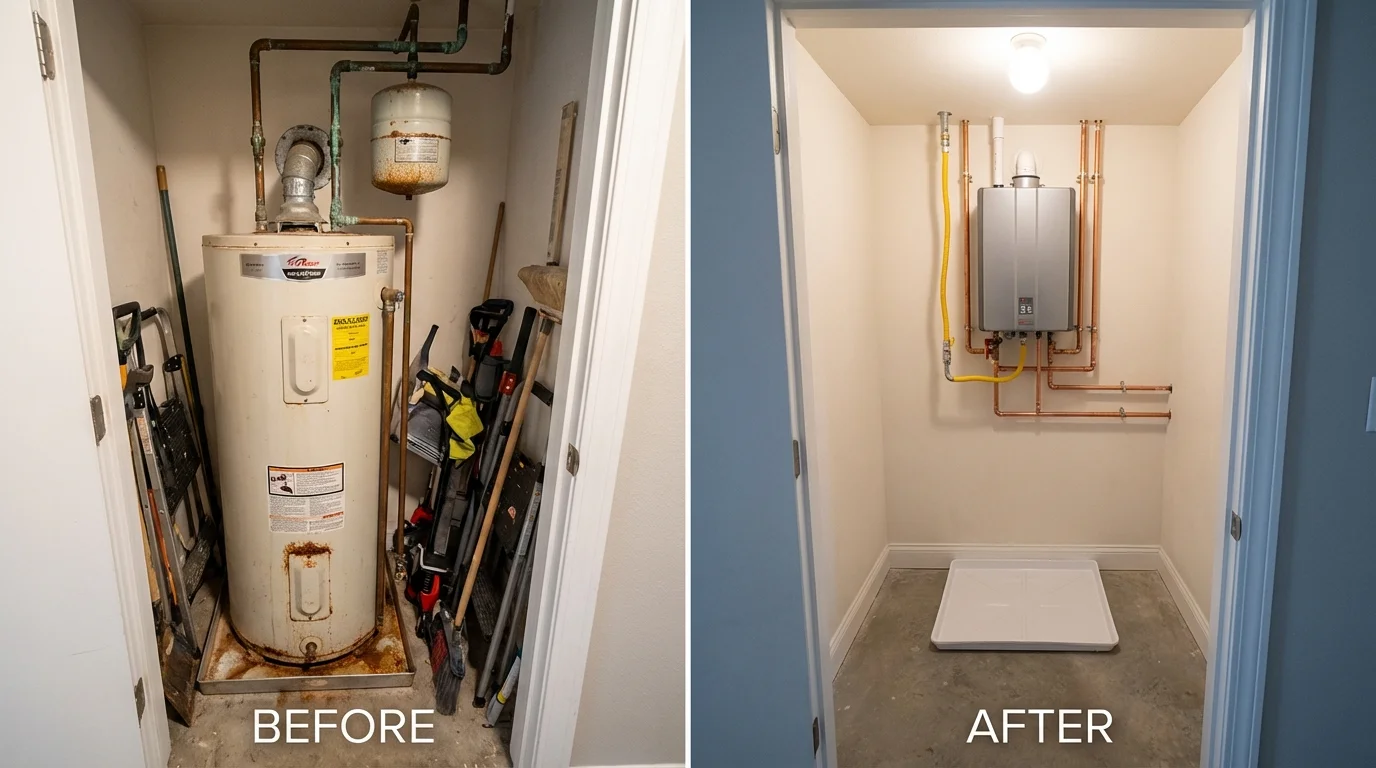 Tank water heater versus wall-mounted tankless unit comparison for Fairview, NJ homeowners